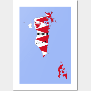 Bahrain flag & map Posters and Art